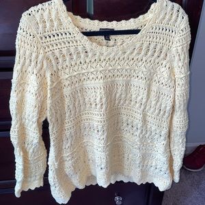 Yellow Crocheted sweater with yellow lining. XL.